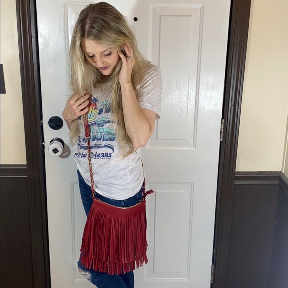Red fringe purse